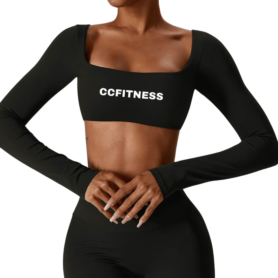 Black Long Sleeve Sports Top – Cristina C Fitness